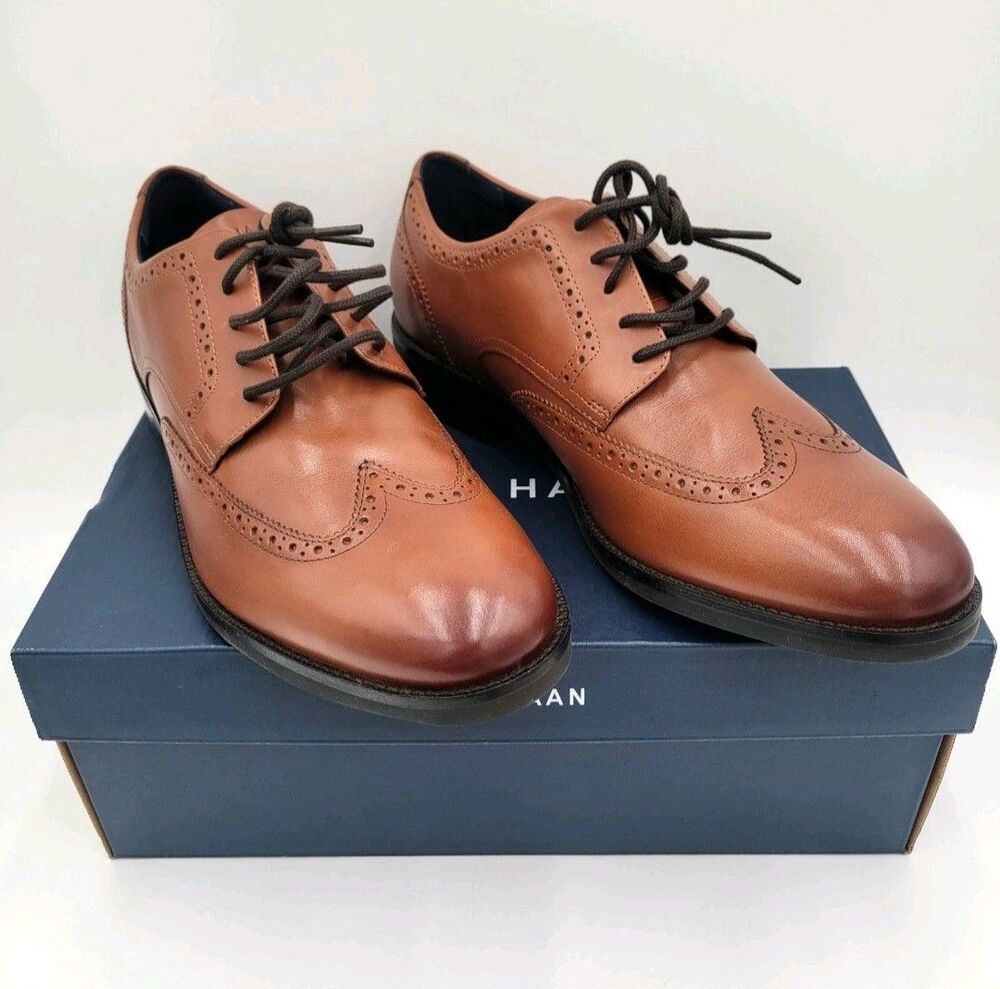 Cole Haan Grand+ Wingtip Oxford Dress Shoes British Tan C37330 Men's Size 11 NEW - Picture 3 of 7